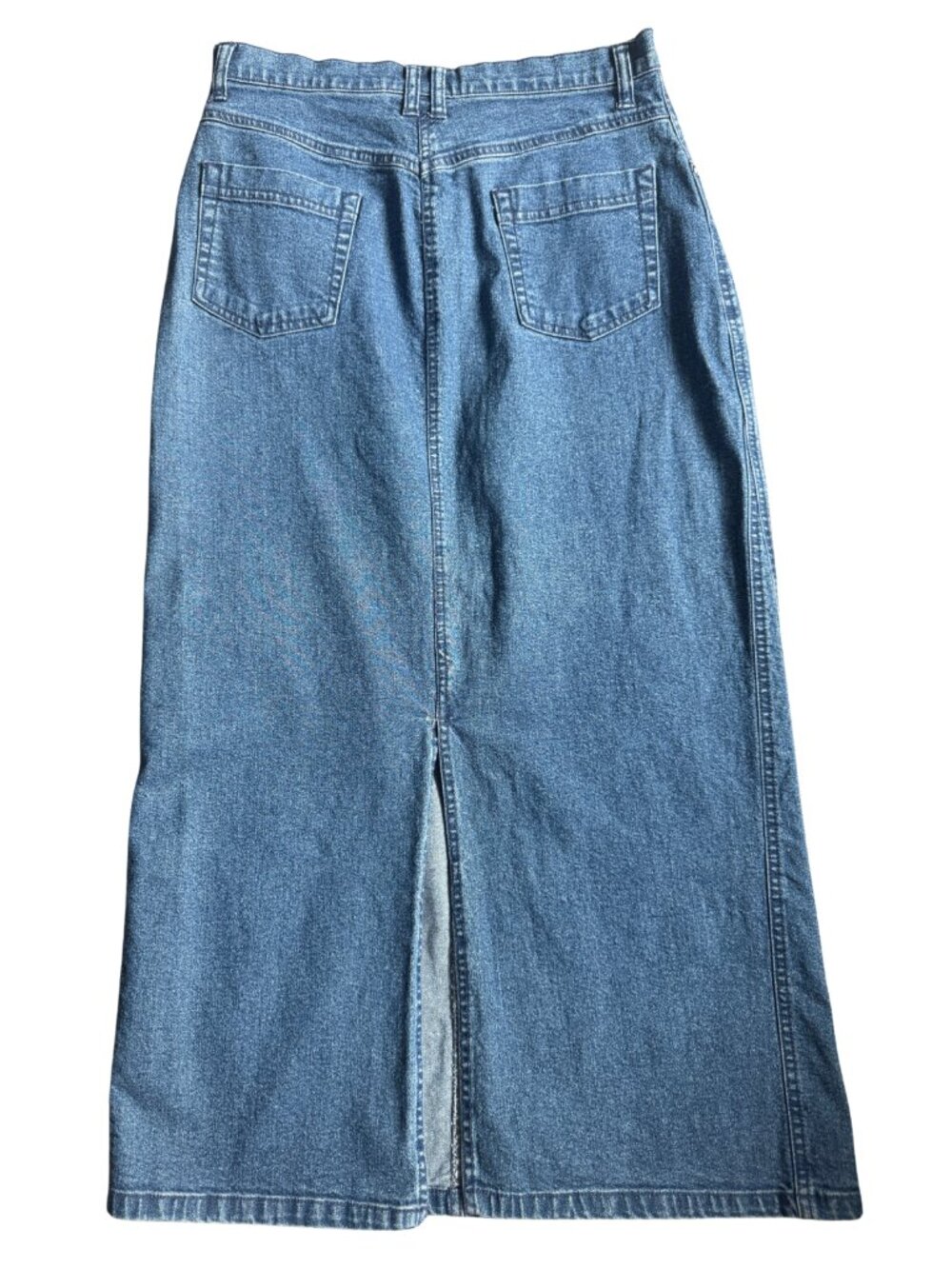 Stretch Denim Maxi Skirt – Women’s Size S Soft Blue Jean Long Penmans Plus Boho - Picture 3 of 5